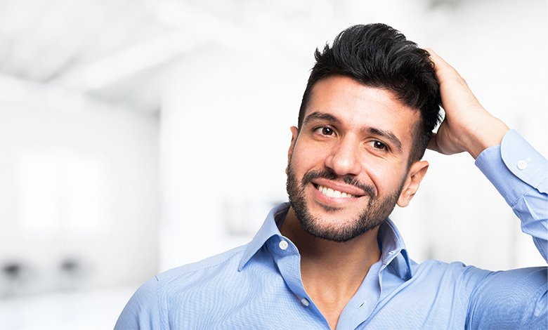happy man after hair transplant
